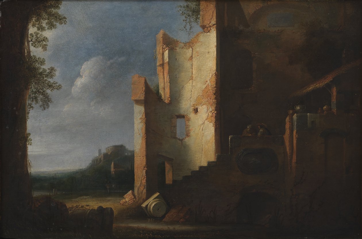 Paesaggio con rovine da Ubekendt hollandsk 1600 tallet