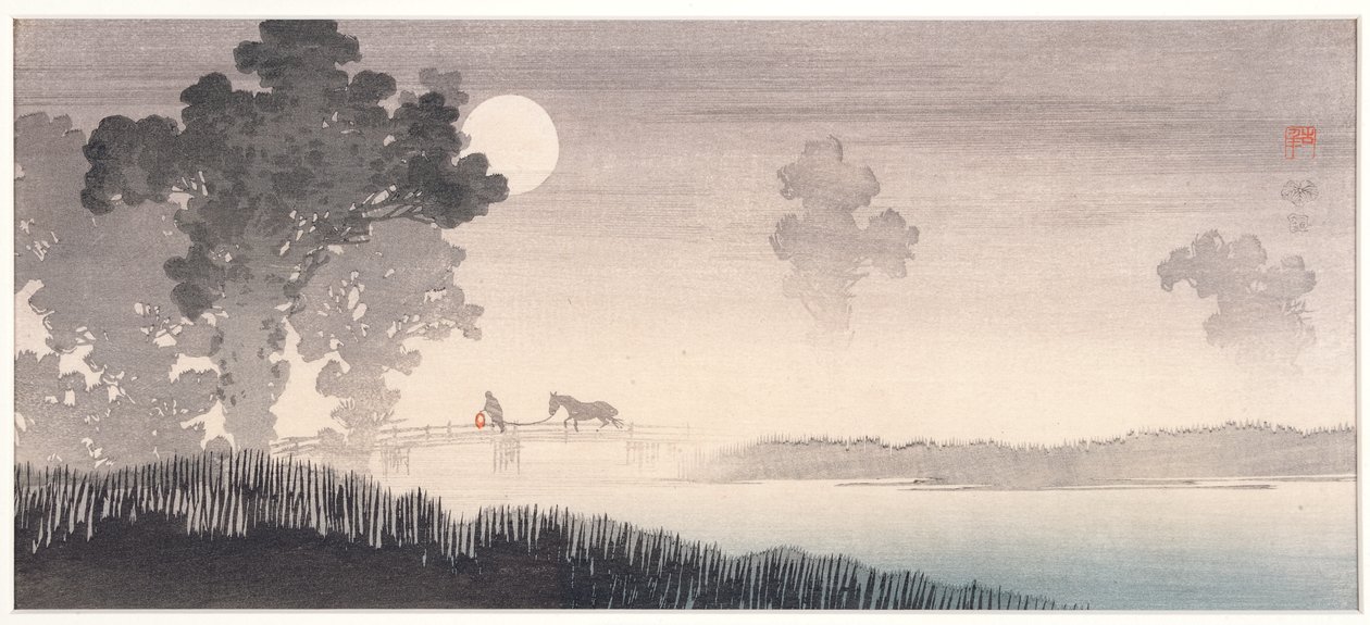 Paesaggio nebbioso al chiaro di luna, 1895-1910 da Uehara Konen
