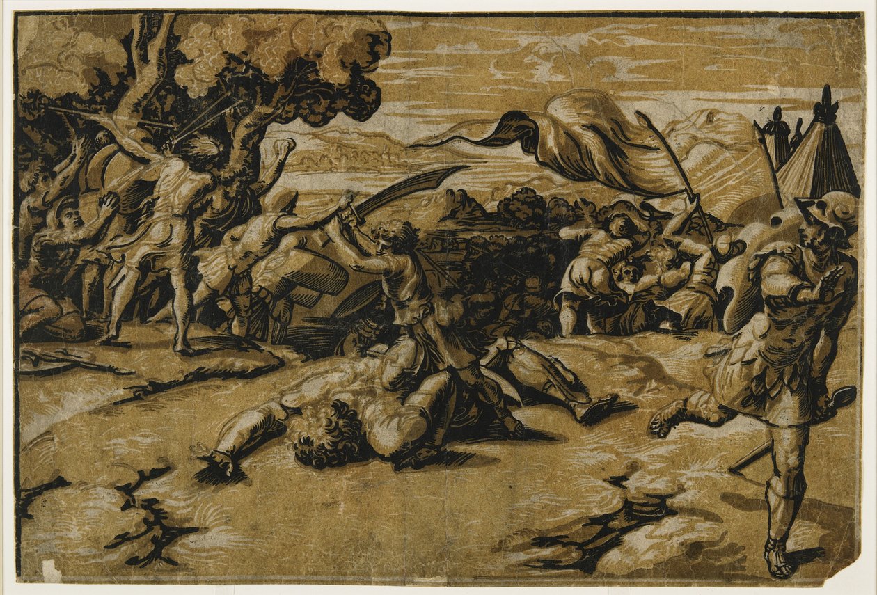 Davide uccide Golia, c. 1518 da Ugo da Carpi