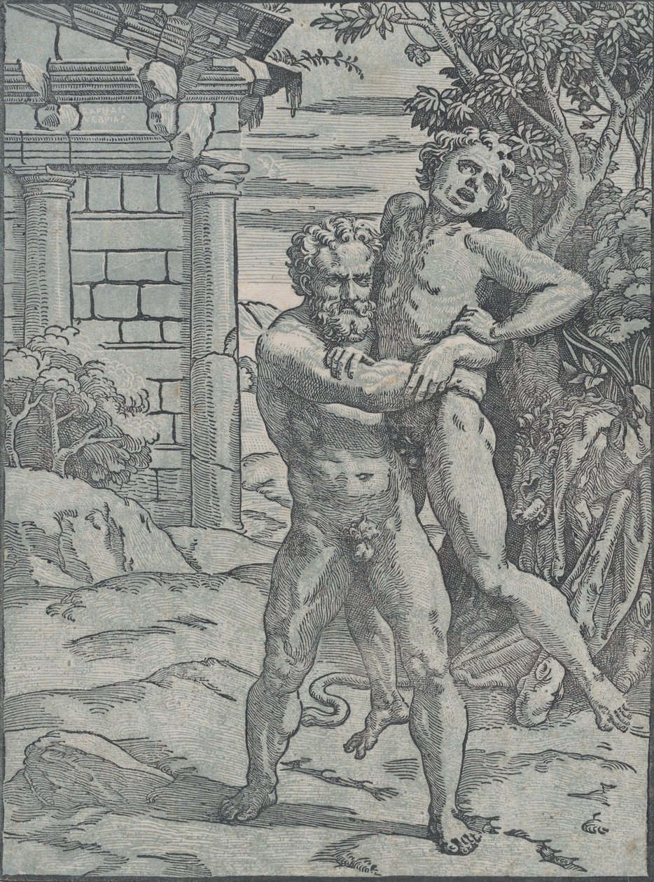Ercole e Anteo, ca. 1517-18 da Ugo da Carpi