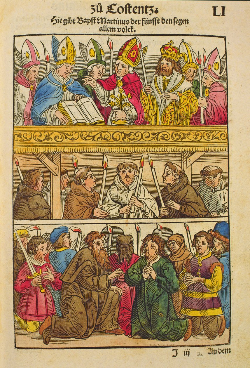 Martino V è eletto Papa e benedice il popolo al Concilio di Costanza, 1417, da 