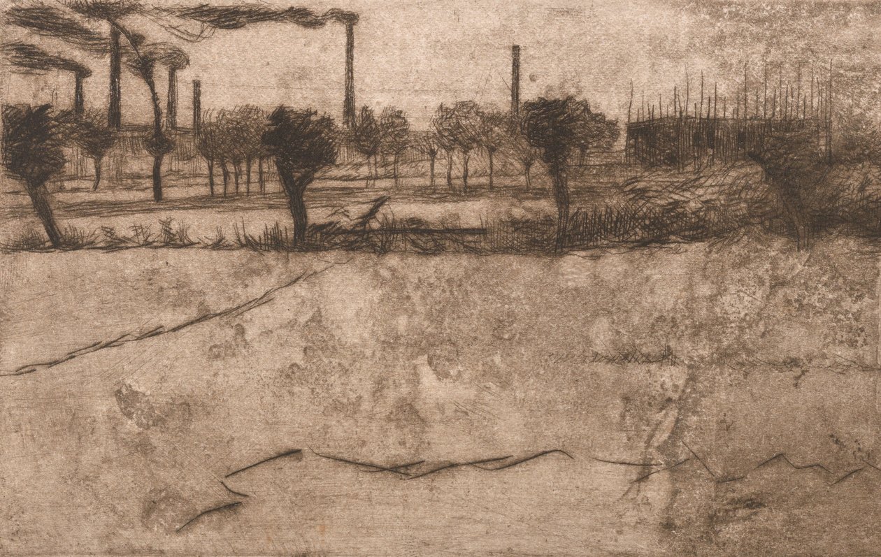 Paesaggio con impianti industriali, 1909 da Umberto Boccioni