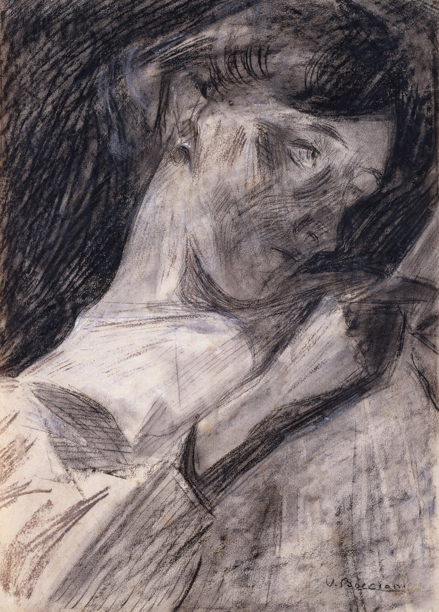 Giovane donna che legge Ines da Umberto Boccioni