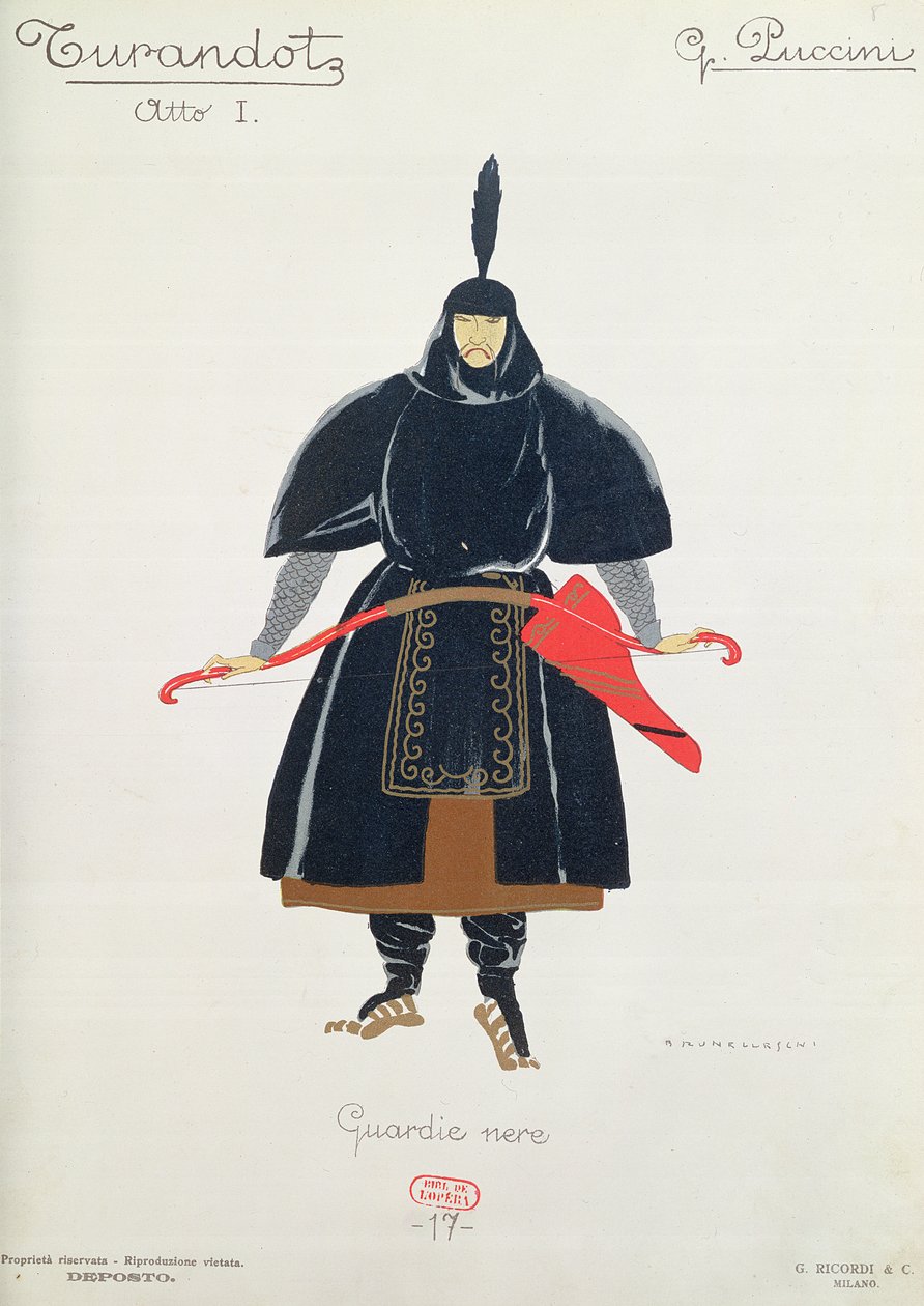 Costume per le Guardie Nere da Turandot di Giacomo Puccini da Umberto Brunelleschi