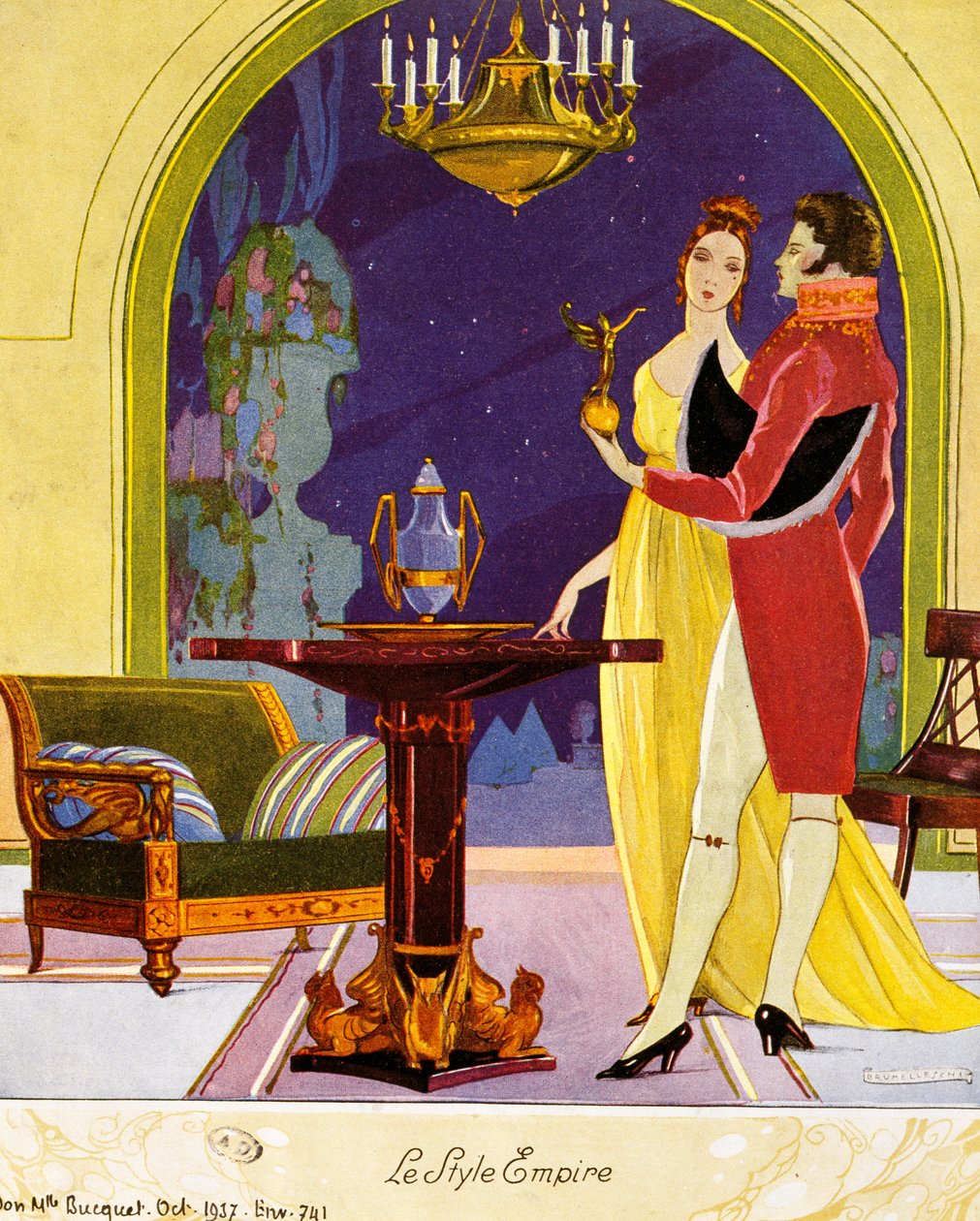 Scena in stile impero, ambientazione teatrale da Umberto Brunelleschi