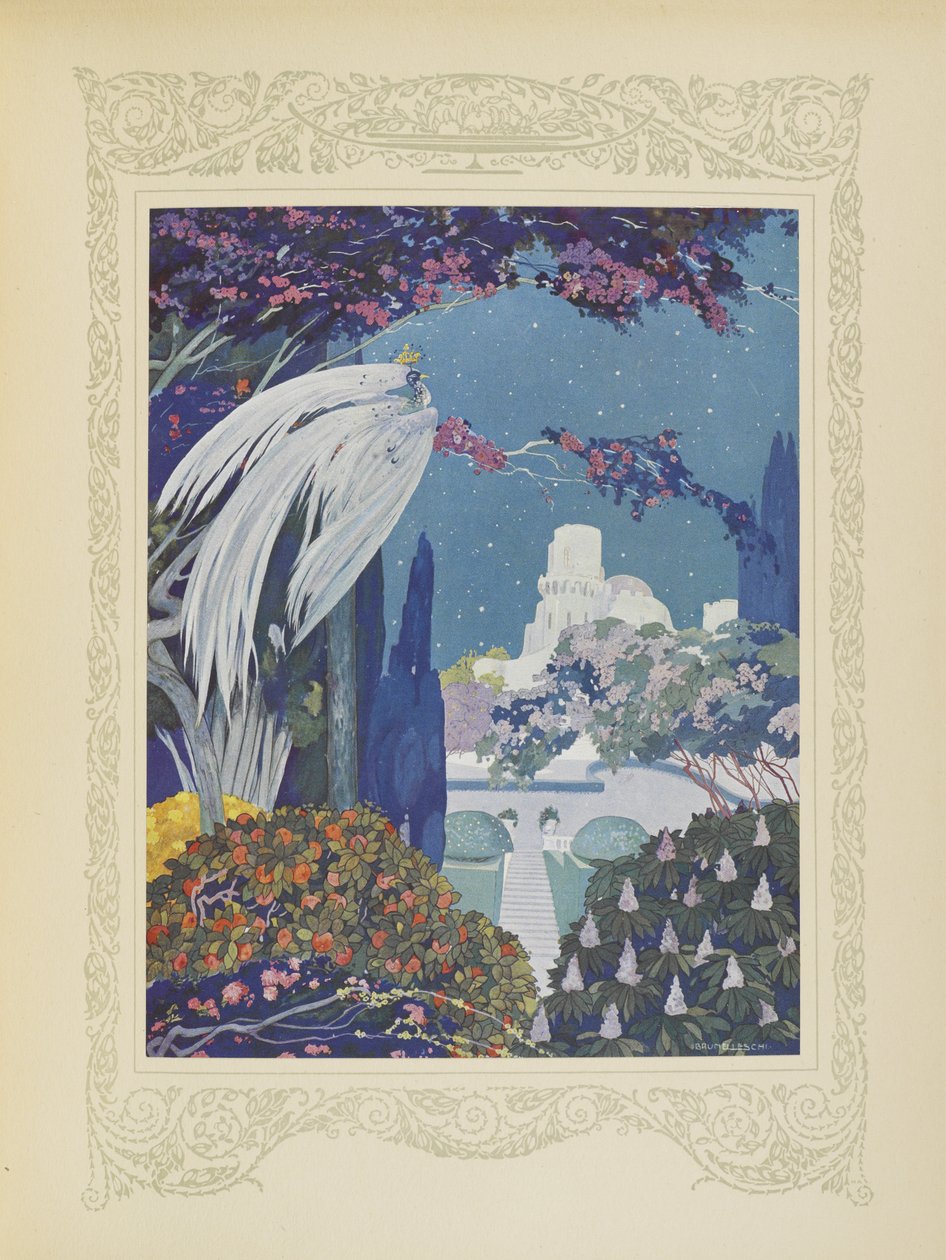 Tuttavia il bellissimo Uccello Blu non cessava mai di volare intorno al palazzo, illustrazione da 