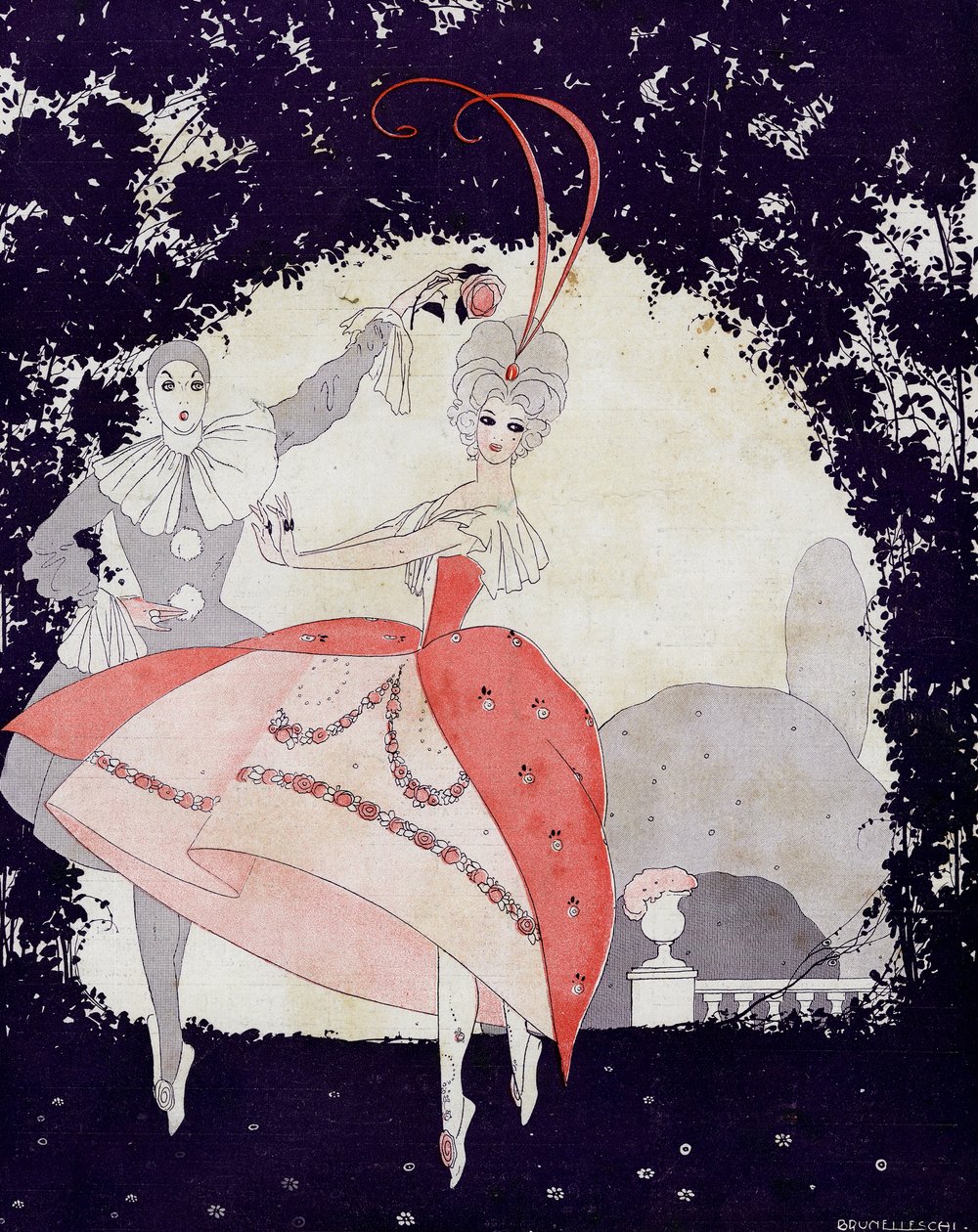 Nei giardini di Armide, Il balletto della regina delle rose - illustrazione da la Vie Parisienne da Umberto Brunelleschi