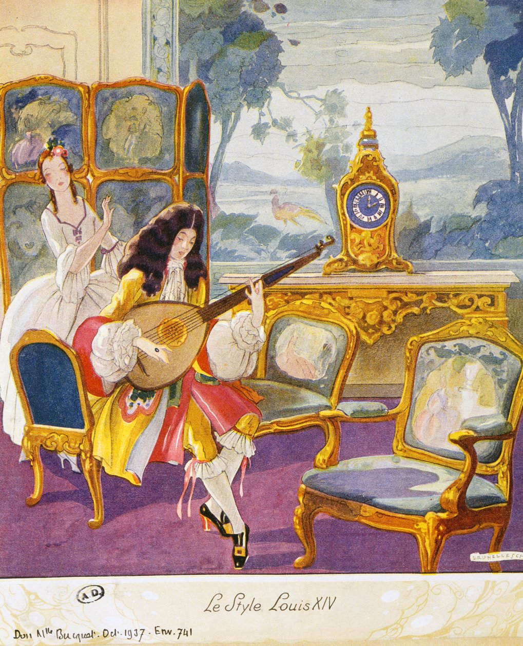 Scena in stile Luigi XIV, ambientazione teatrale da Umberto Brunelleschi