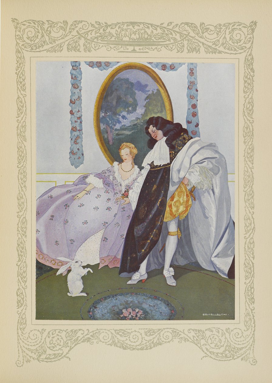 Il re guardò il piccolo coniglio, illustrazione da 