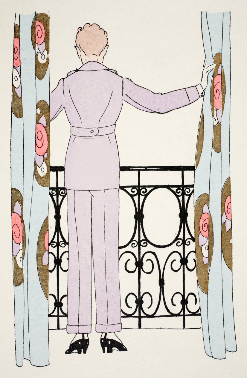 Donna in abito pantalone alla finestra da Umberto Brunelleschi