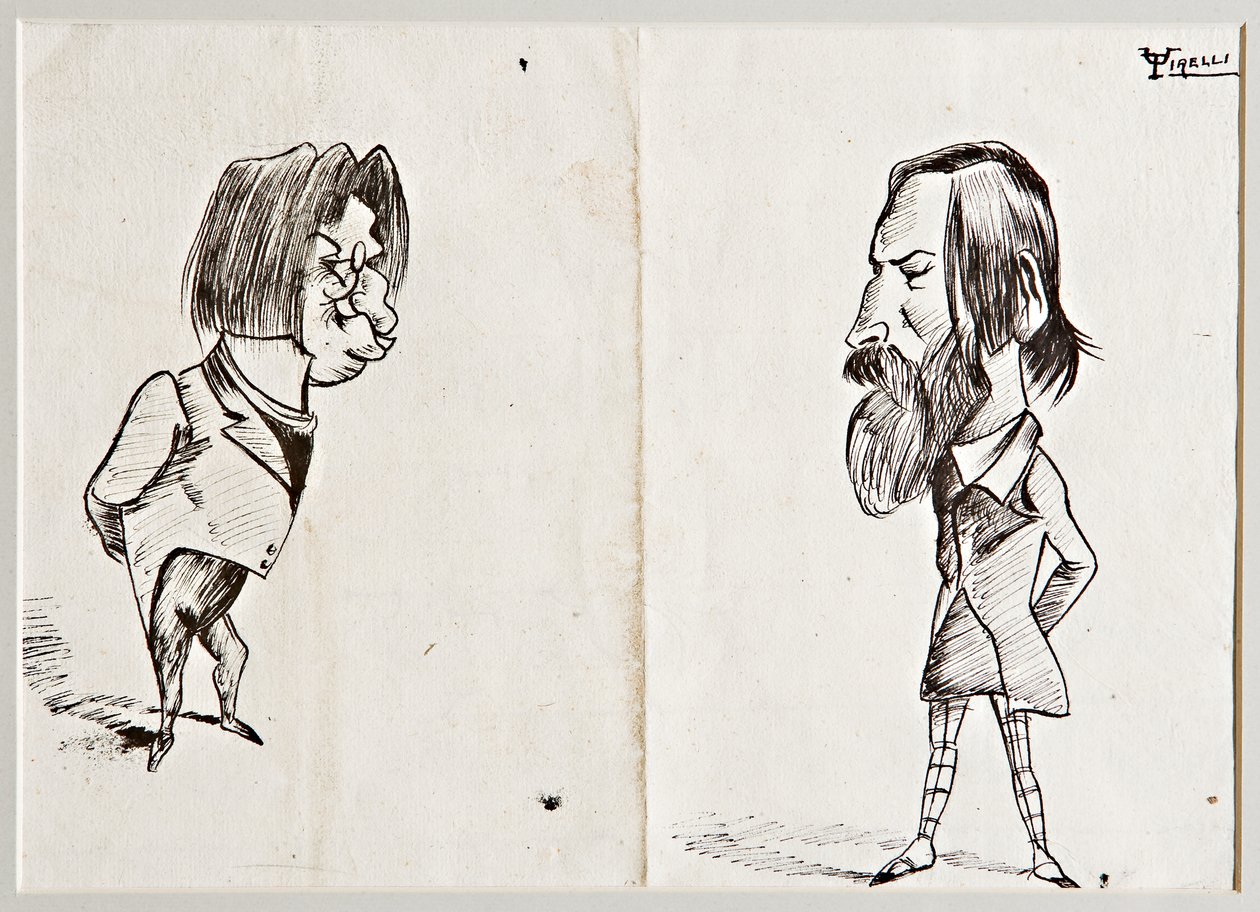 Caricature (inchiostro di china su carta) da Umberto Tirelli