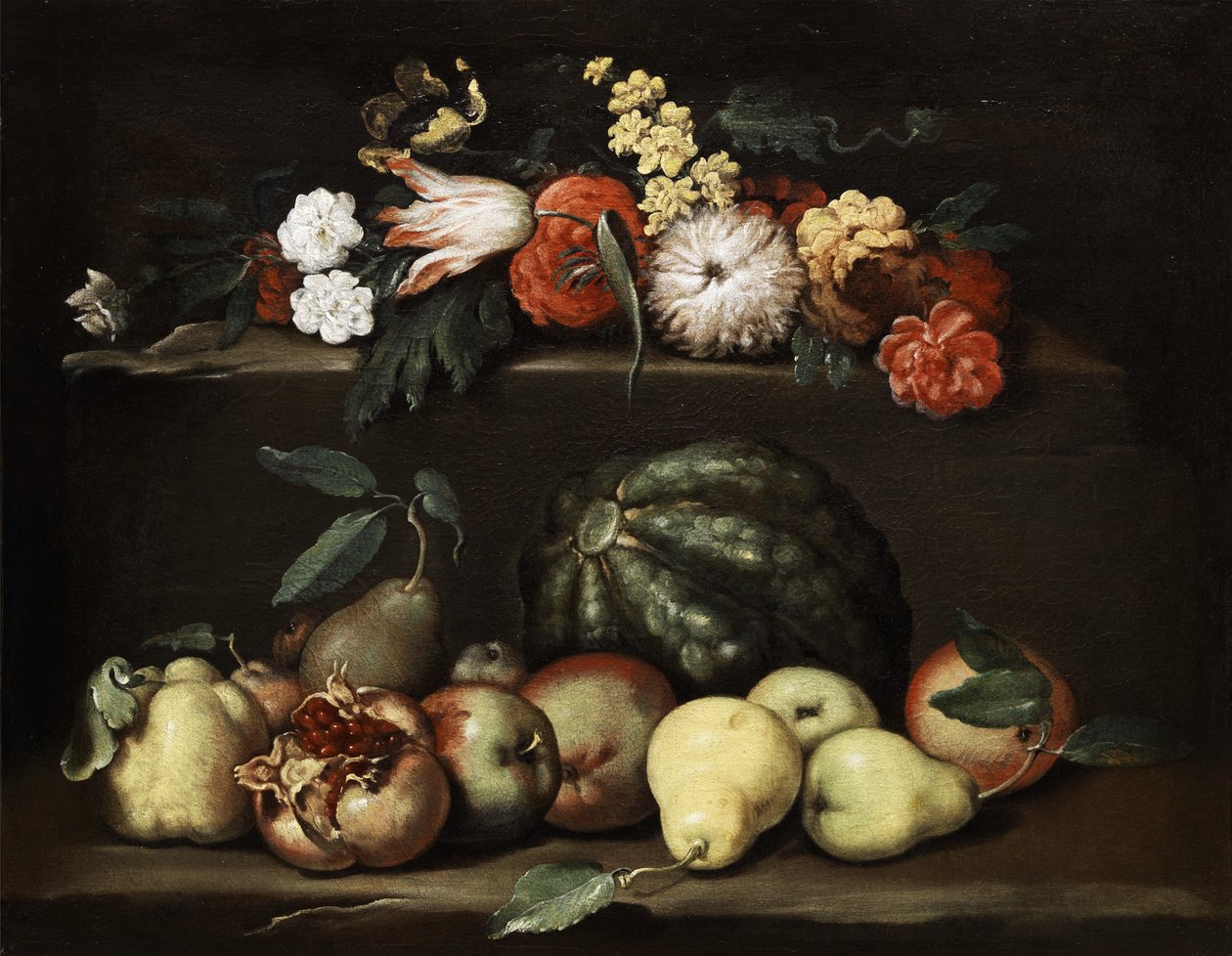 Natura morta con fiori e frutta da Unbekannt Unbekannt