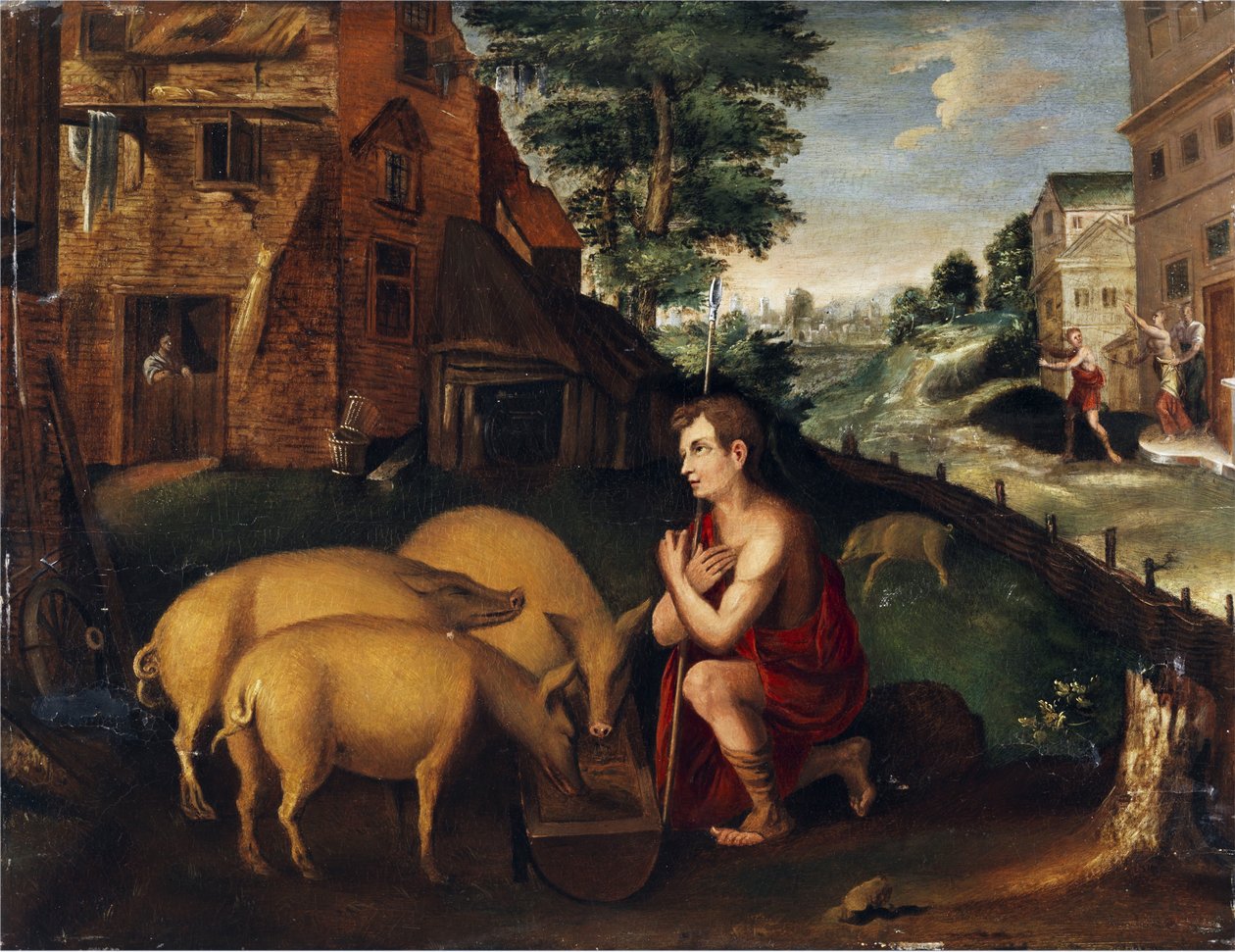 Il figliol prodigo come guardiano di porci da Unbekannt Unbekannt
