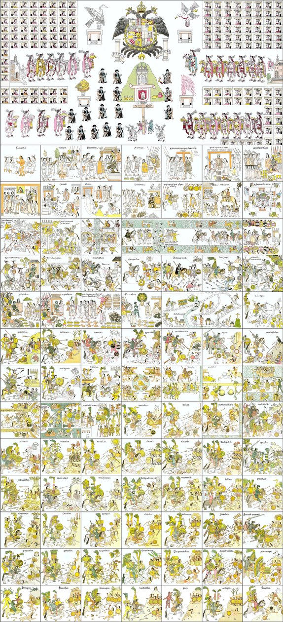 Immagine completa del Lienzo de Tlaxcala. Riproduzione del 1773 dalla versione originale del 1584 da Unbekannt Unbekannt