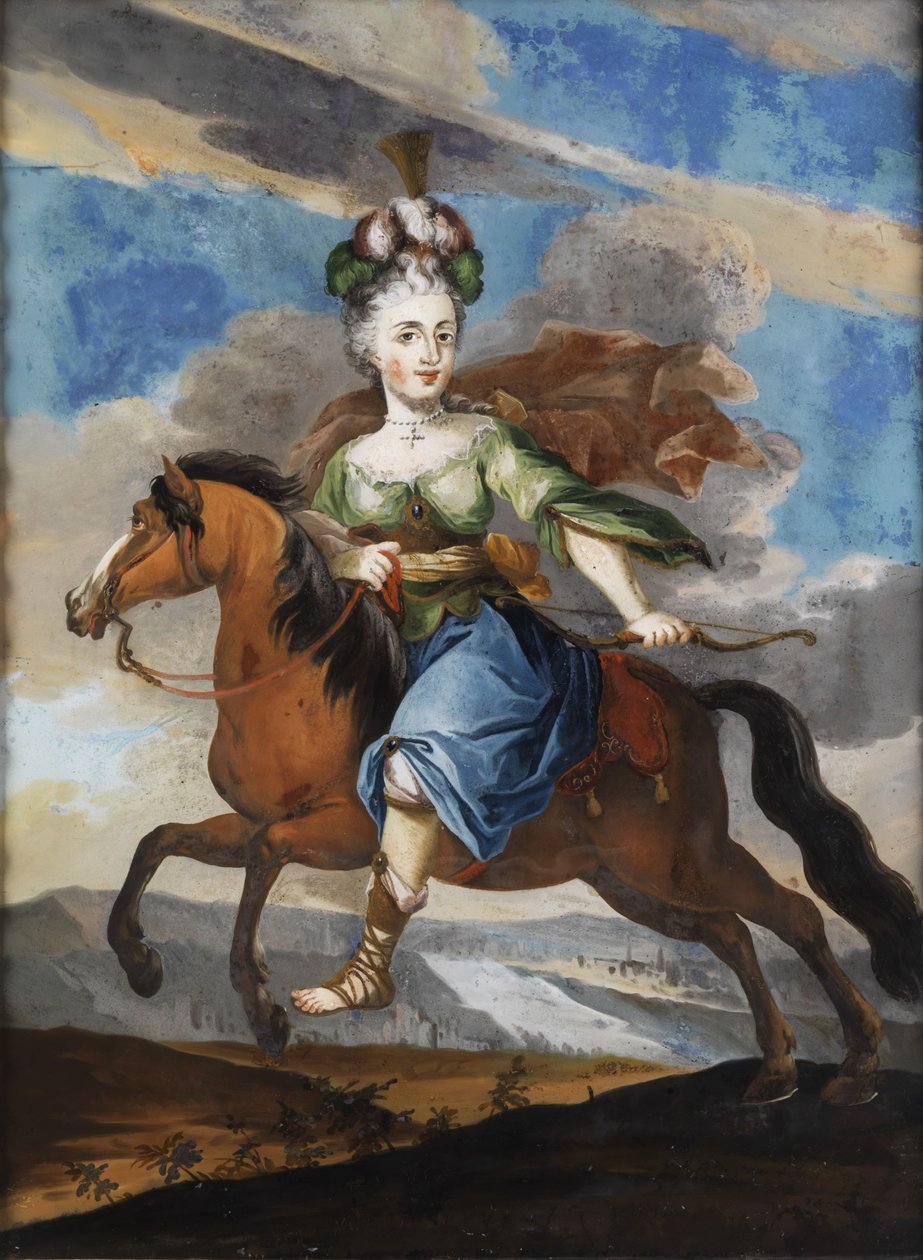 Dama di corte come Diana a cavallo da Unbekannt Unbekannt