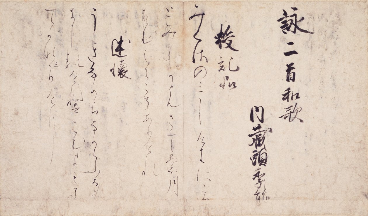 Parte delle Poesie sui Capitoli del Sutra del Loto, collezione di poeti esemplari e calligrafia del tardo periodo Heian da Unbekannt Unbekannt
