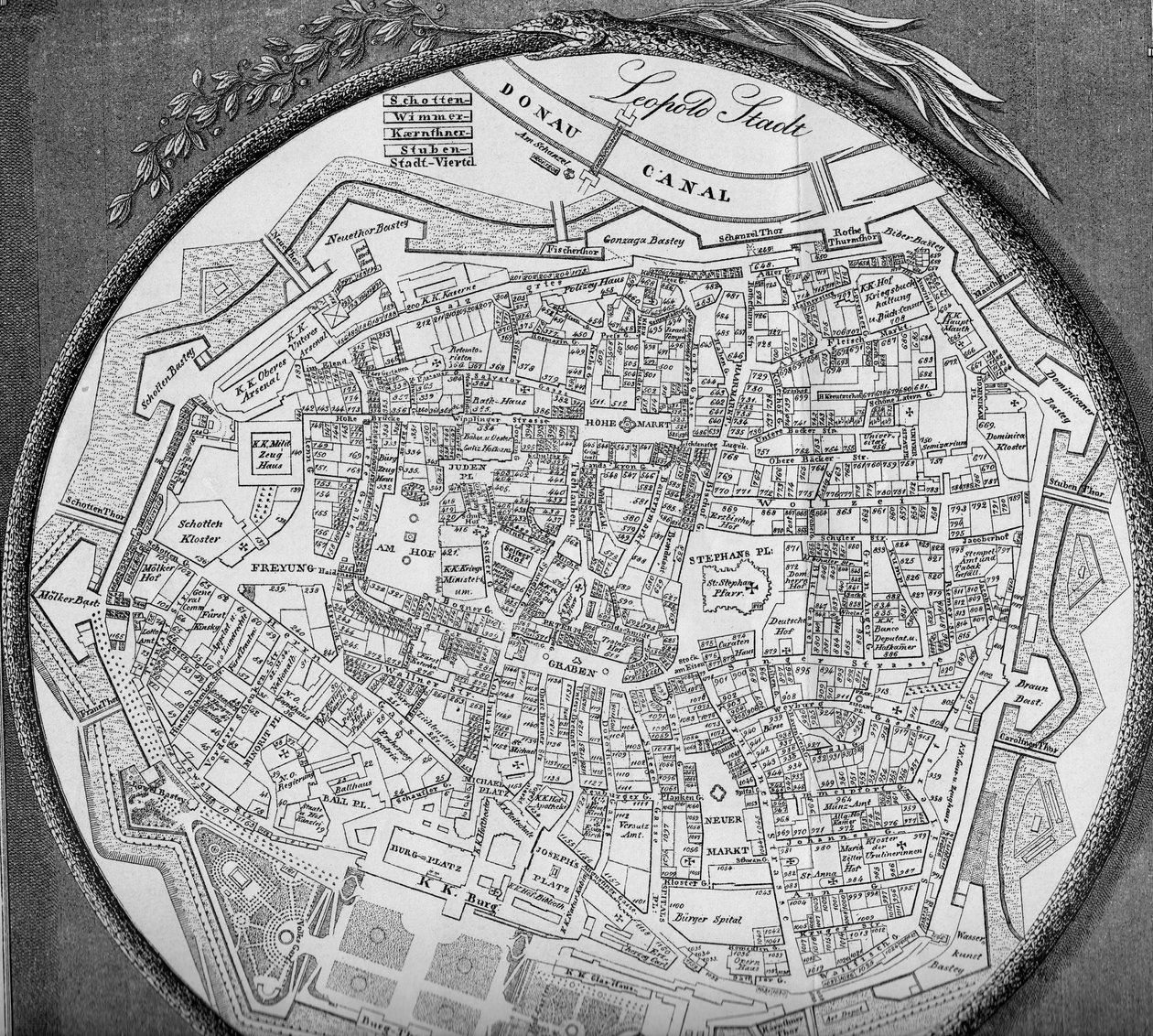 Piano della città interna di Vienna, stato prima del 1854 da Unbekannt Unbekannt