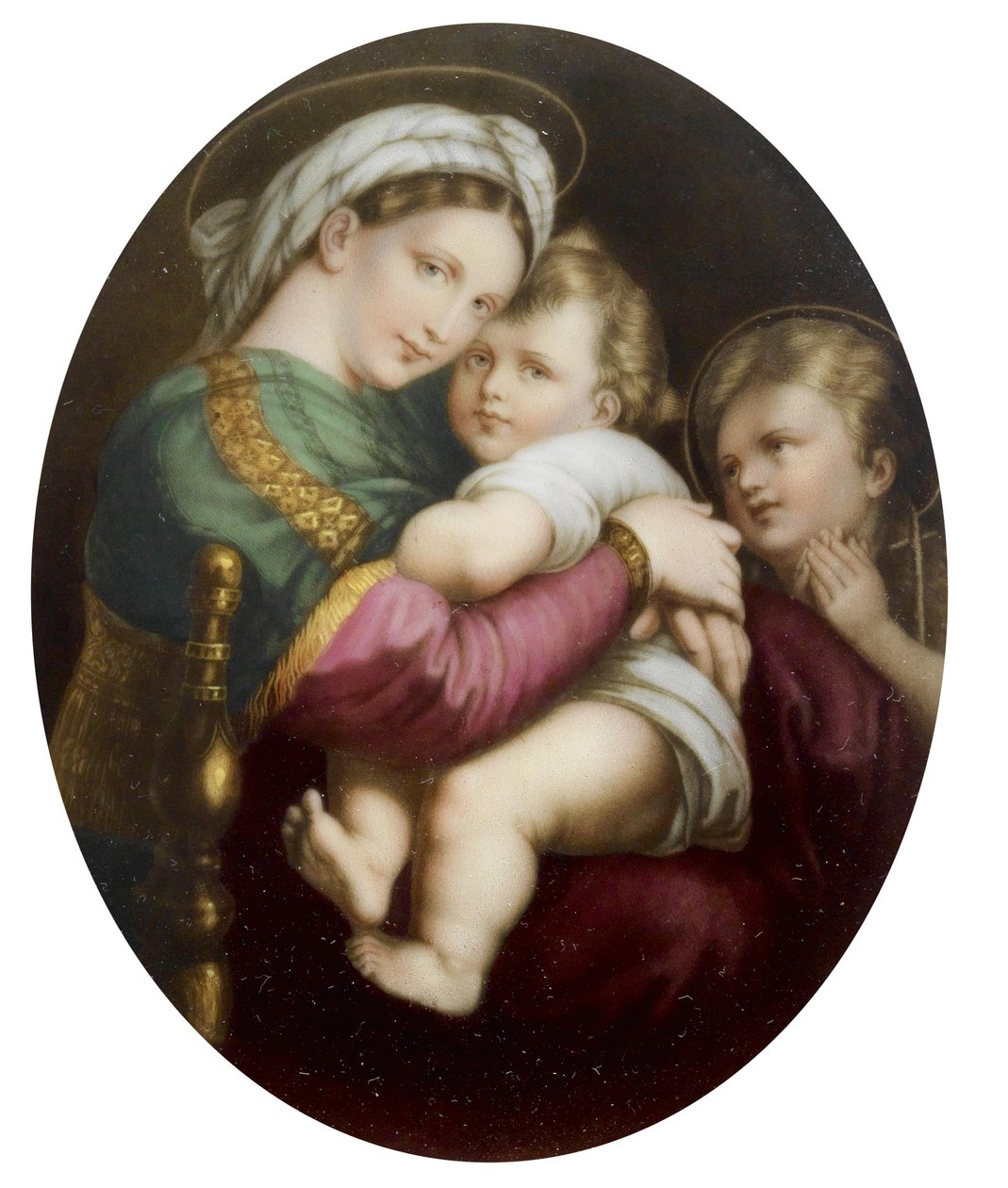 Medaglione di porcellana dopo la Madonna della sedia di Raffaello da Unbekannt Unbekannt
