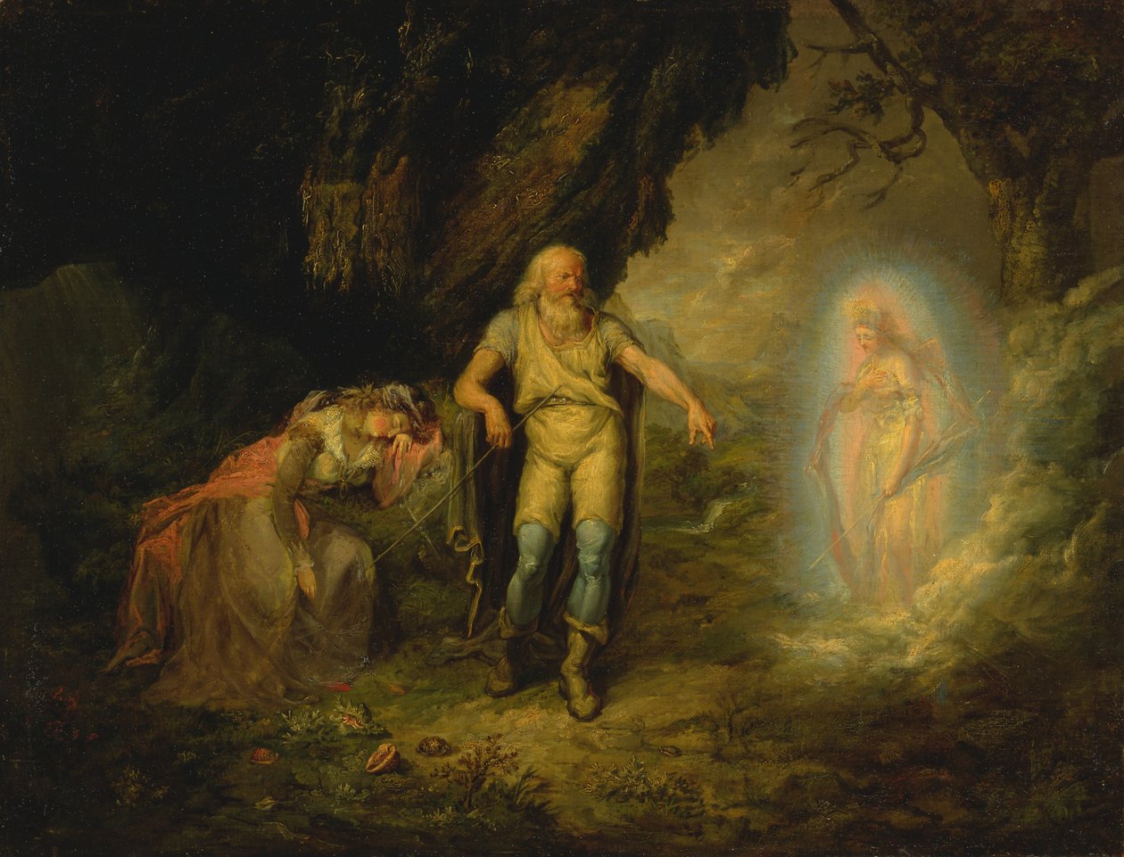 Prospero, Miranda e Ariel, da La Tempesta da Unbekannt Unbekannt