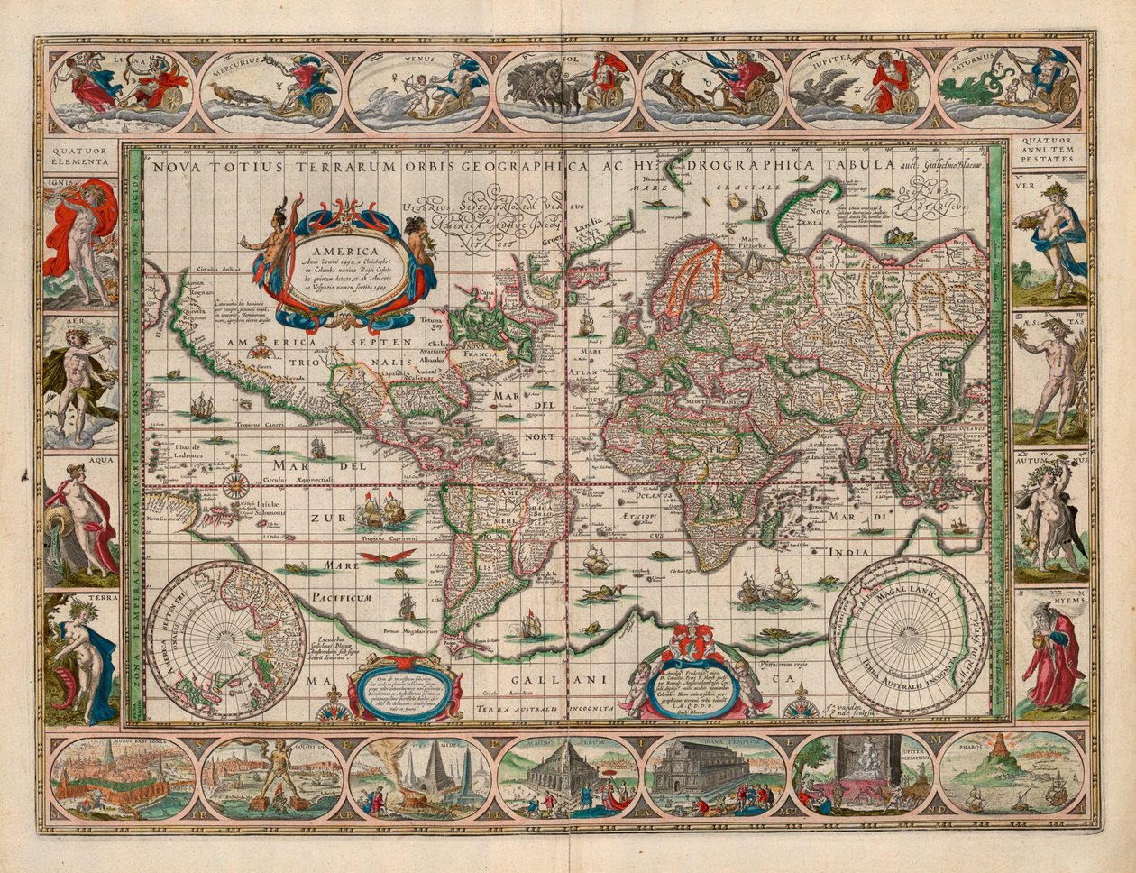 Mappa dalla collezione di mappe della Biblioteca Nazionale. La mappa è stata pubblicata nel (1635) e mostra la mappa del mondo da Unbekannt Unbekannt