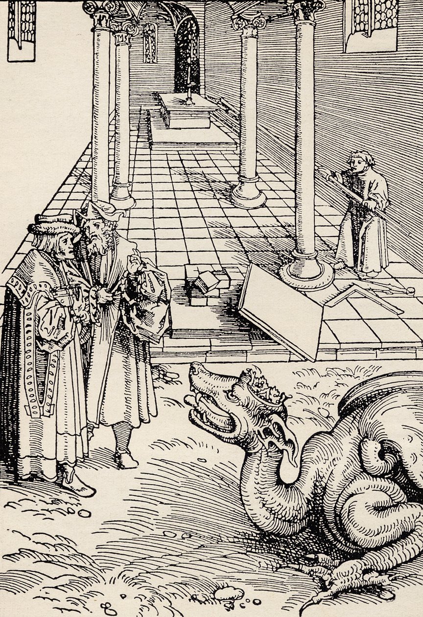 Costruzione del Tempio, da una xilografia della Bibbia di settembre di Martin Lutero, da 
