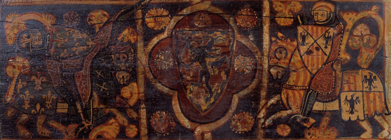 Pannello del soffitto con un cavaliere della Casa d