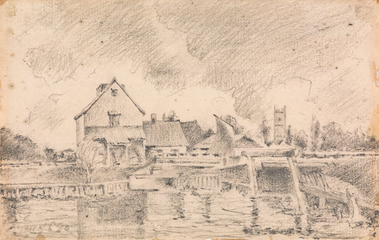 Copia del dipinto di Constable, Dedham Lock and Mill da Unbekannt Unbekannt