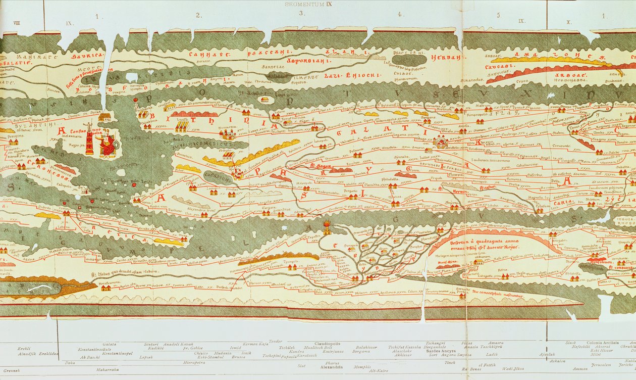 Dettaglio di Costantinopoli e del Medio Oriente dalla mappa di Peutinger da Unbekannt Unbekannt