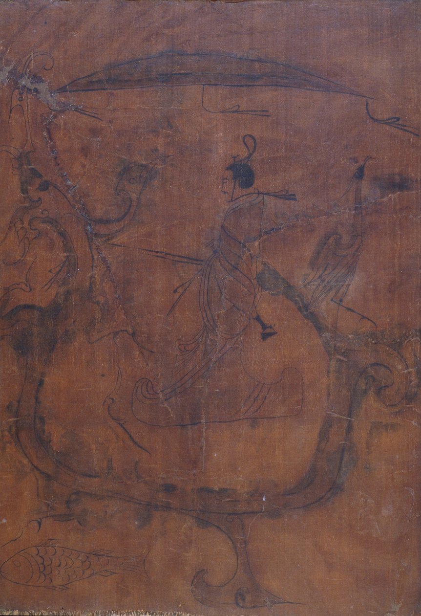 Figura che guida un drago da Unbekannt Unbekannt
