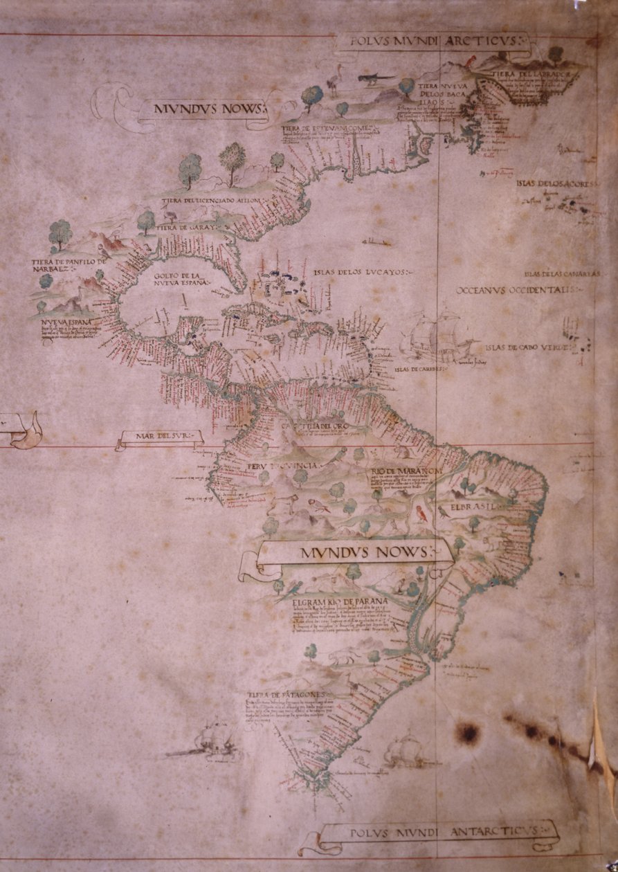 Mappa del Nuovo Mondo, c.1532 da Unbekannt Unbekannt