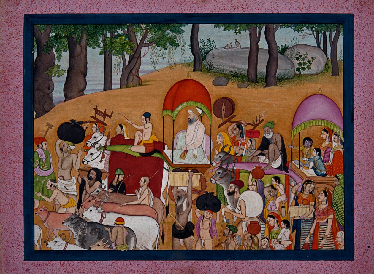 Nanda e altri pastori che si trasferiscono a Vrindavana basato sulla storia del Bhagavata Purana da Unbekannt Unbekannt
