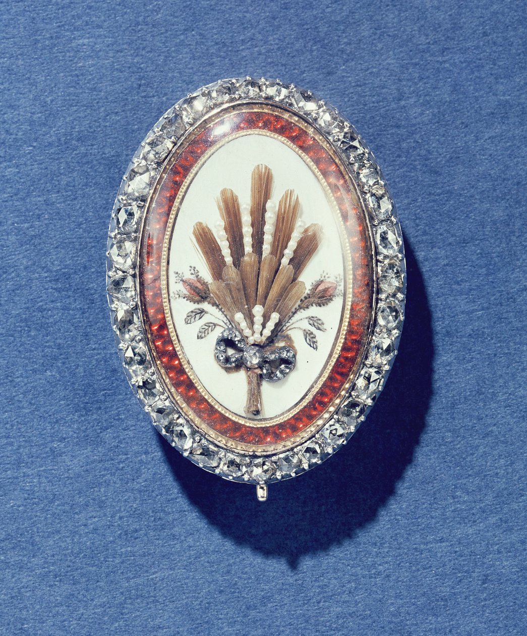 Pendente di diamanti rosa, perle smaltate e capelli, metà XVIII secolo da Unbekannt Unbekannt