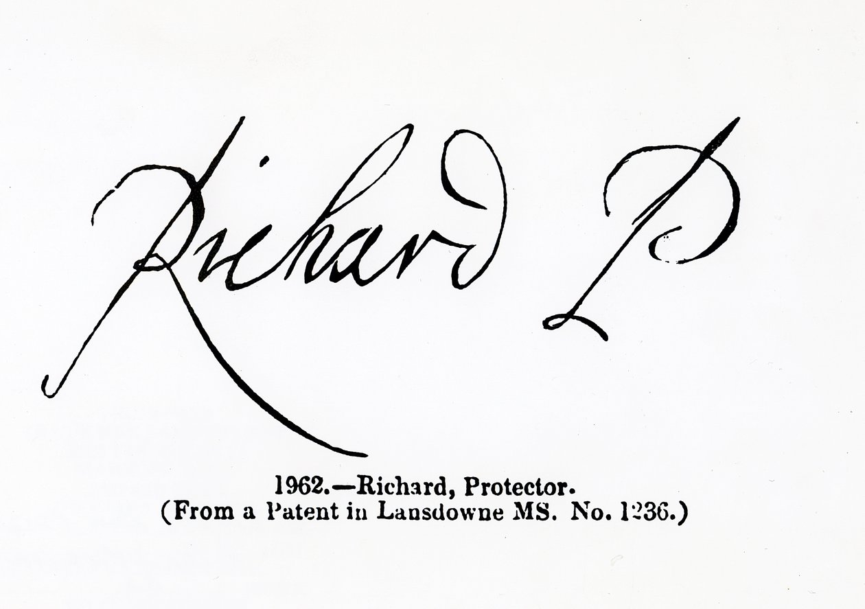 Riproduzione della firma di Richard Cromwell (1626-1712) Lord Protettore da Unbekannt Unbekannt