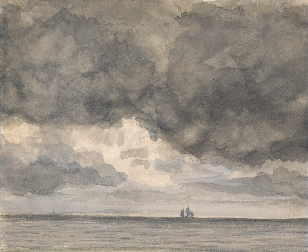 Marina con nave e cielo sovrastante da Unbekannt Unbekannt