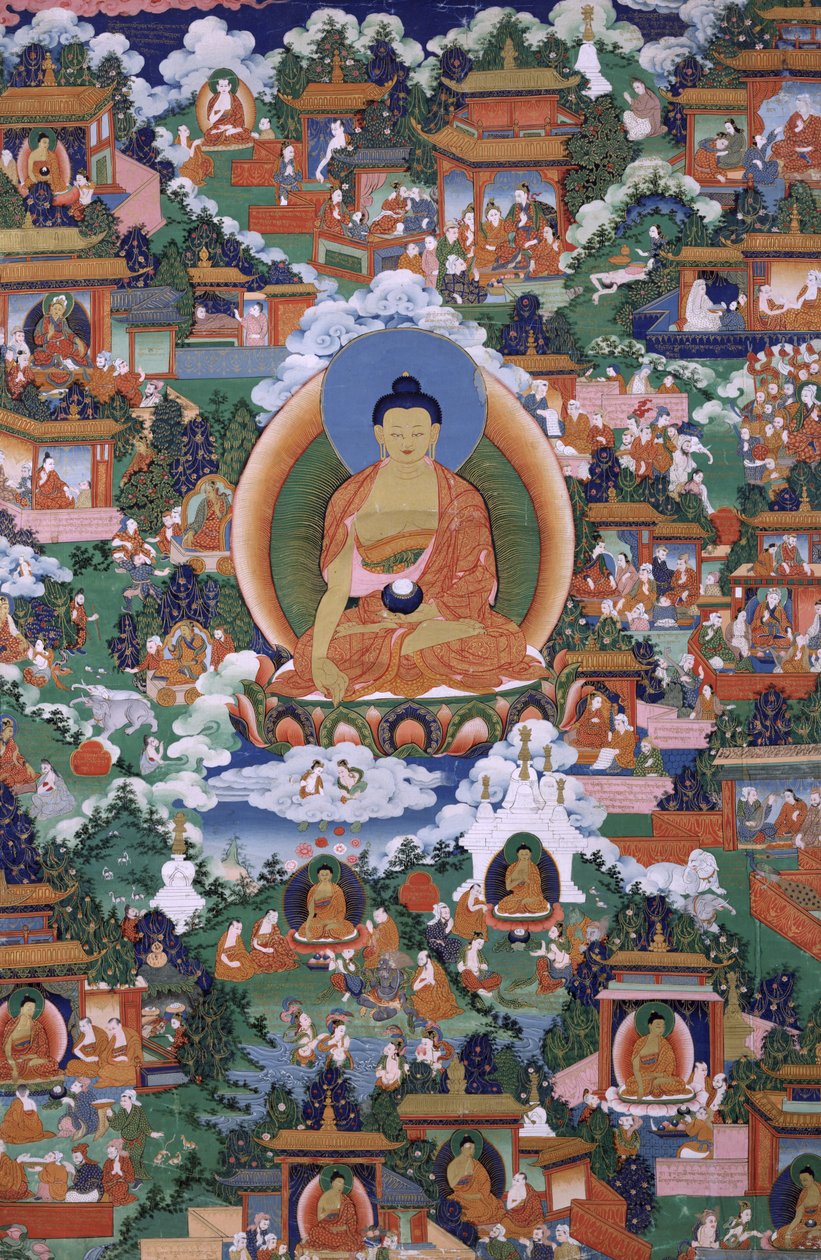 Buddha Shakyamuni con scene della leggenda di Avadana da Unbekannt Unbekannt