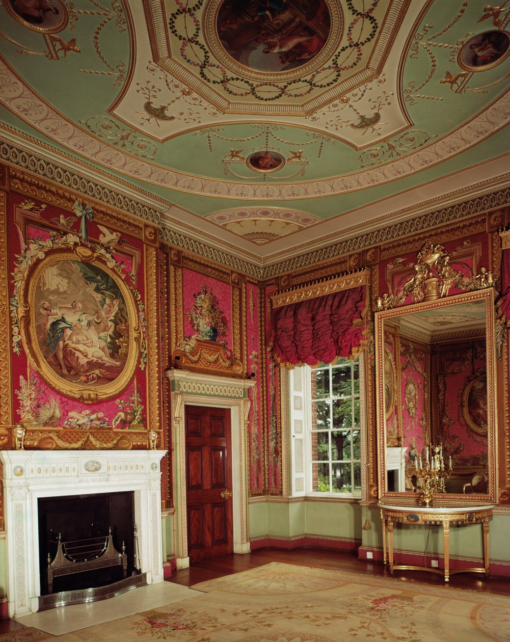 Tavolino, specchio e camino di Adam nella Sala degli Arazzi a Osterley Park, c.1763 da Unbekannt Unbekannt