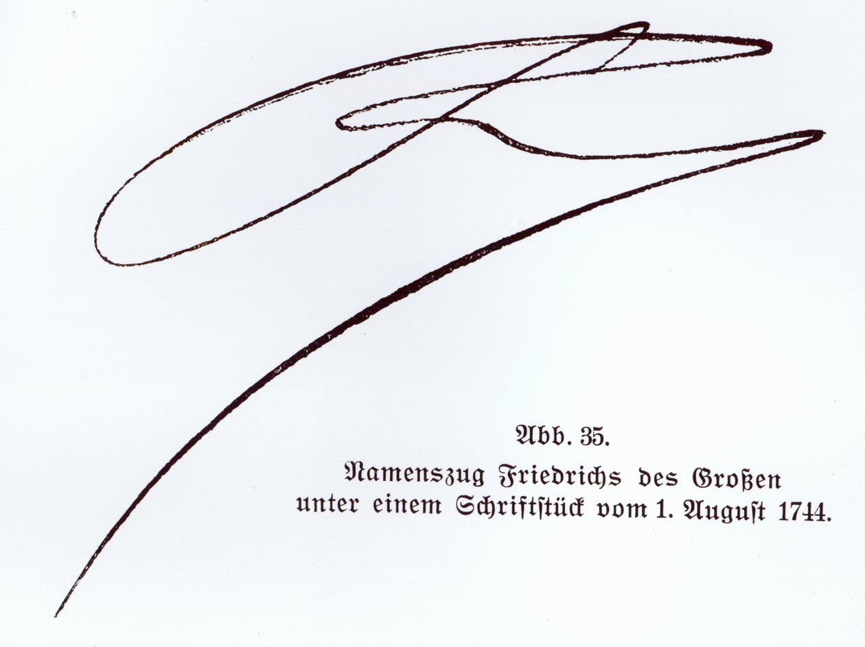 Firma di Federico il Grande, Re di Prussia, 1 agosto 1744 da Unbekannt Unbekannt