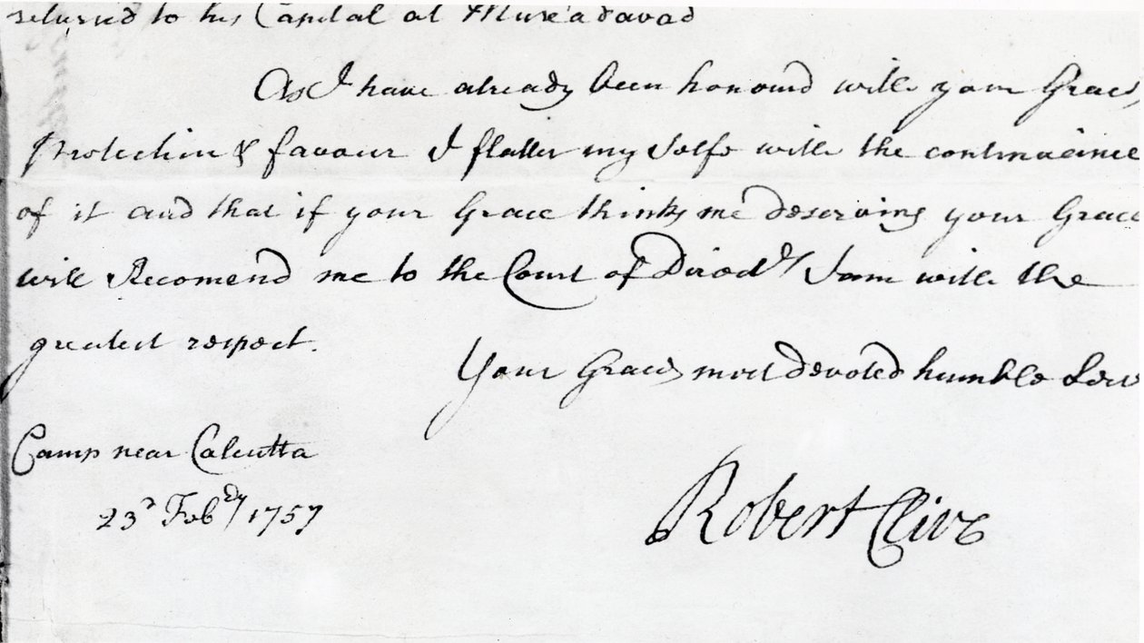 Firma di Robert Clive, 1757 da Unbekannt Unbekannt