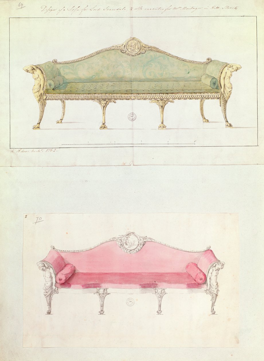 Divano progettato da Robert Adam, 1770s da Unbekannt Unbekannt
