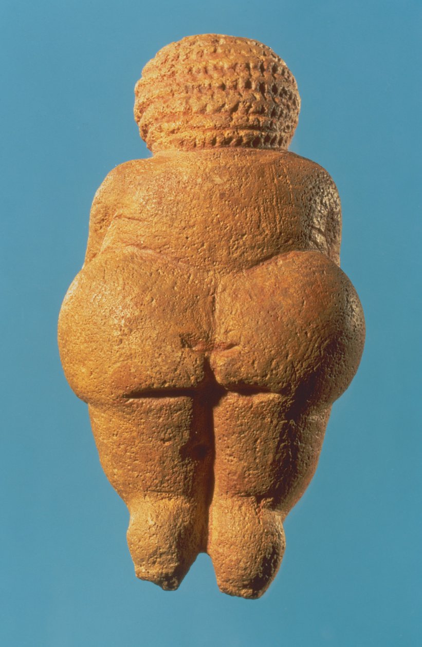 La Venere di Willendorf, vista posteriore della figurina femminile, cultura Gravettiana, Paleolitico superiore, c.30000-18000 a.C. da Unbekannt Unbekannt