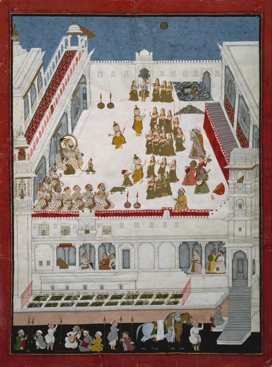 Maharana Jagat Singh II e nobili che guardano le danze Raslila da Unbekannt Unbekannt
