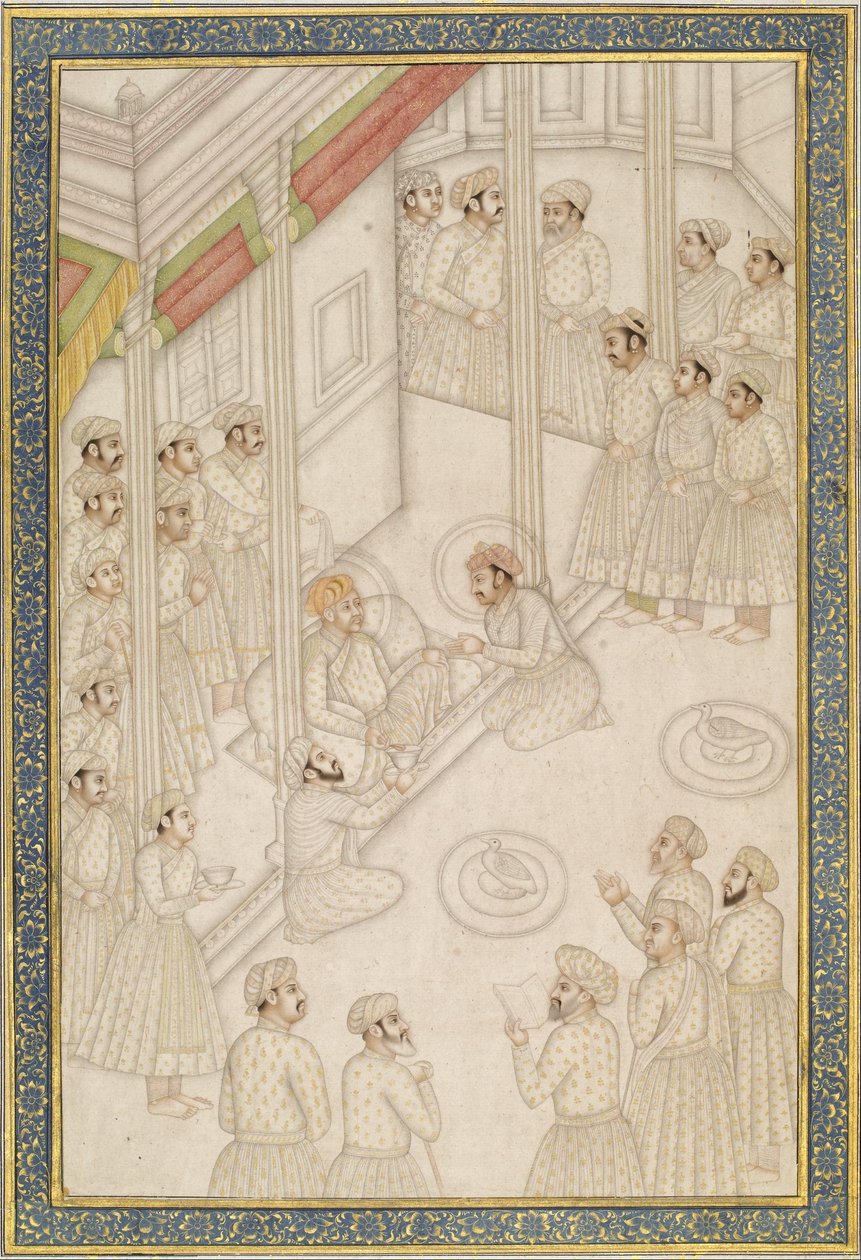 Imperatore Mughal Akbar che tiene corte durante la sua ultima malattia da Unbekannt Unbekannt