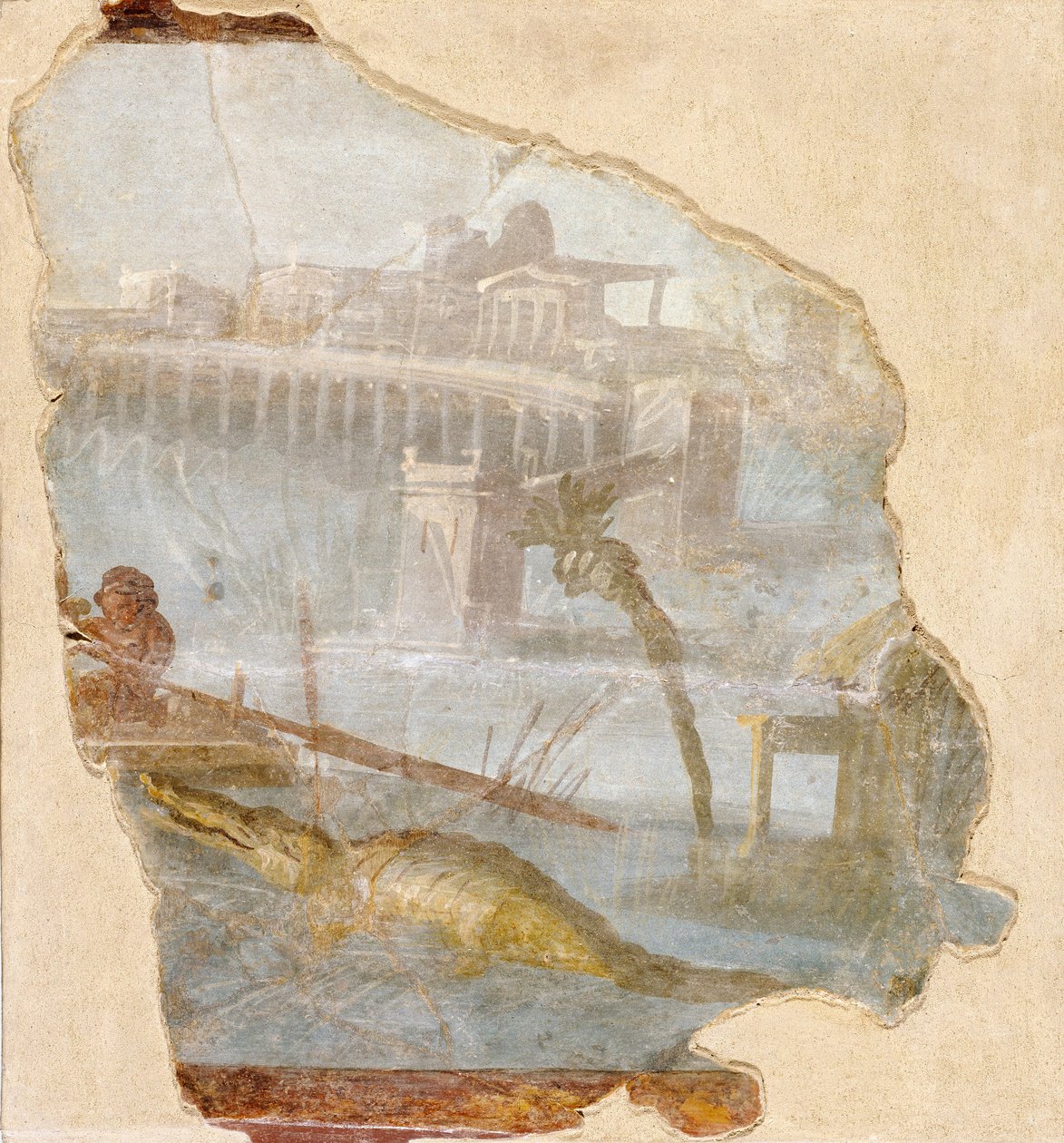 Frammento di parete con paesaggio del Nilo da Unbekannt Unbekannt
