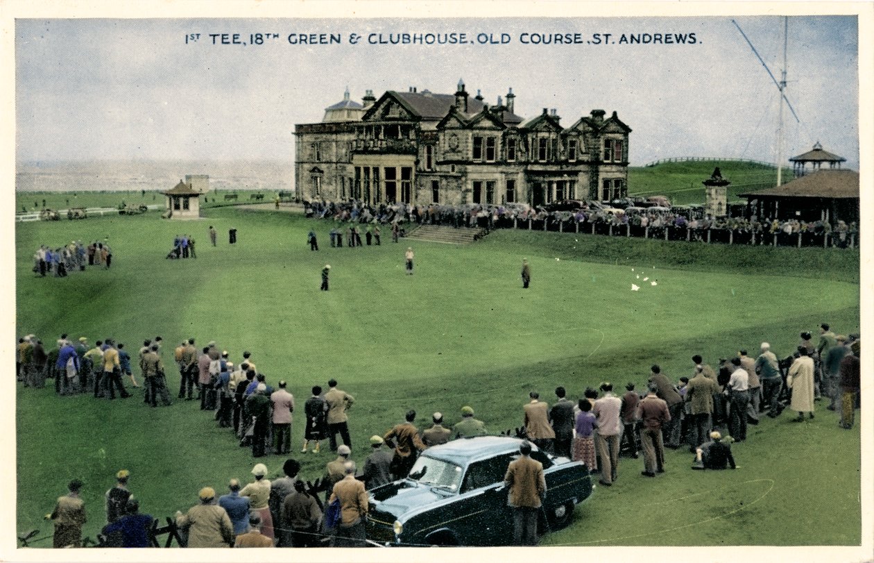 1° Tee, 18° Green e Clubhouse, Old Course, St. Andrews, c1955 da Unbekannt