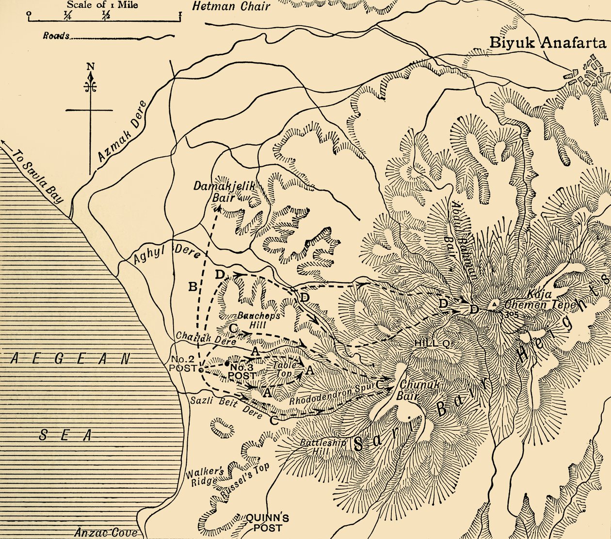 Avanzata ANZAC, penisola di Gallipoli, Prima Guerra Mondiale, 1915 da Unbekannt