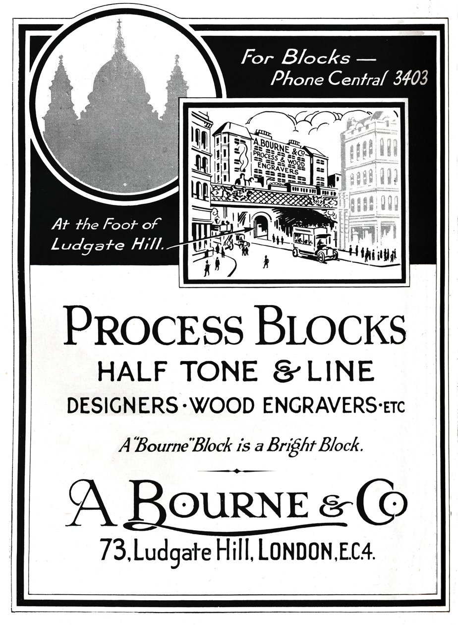 Pubblicità di A. Bourne & Co. - Process Blocks, 1919 da Unbekannt