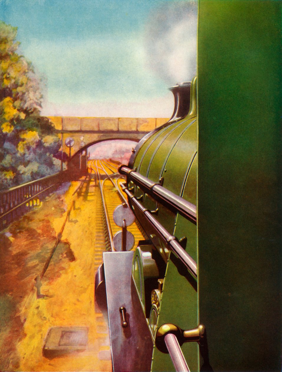 Una strada libera dalla cabina di una locomotiva Southern Railway Atlantic, 1935 da Unbekannt