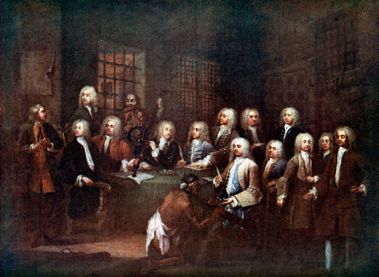 Una commissione della Camera dei Comuni alla prigione di Fleet Street, Londra, 1729 c1905 da Unbekannt