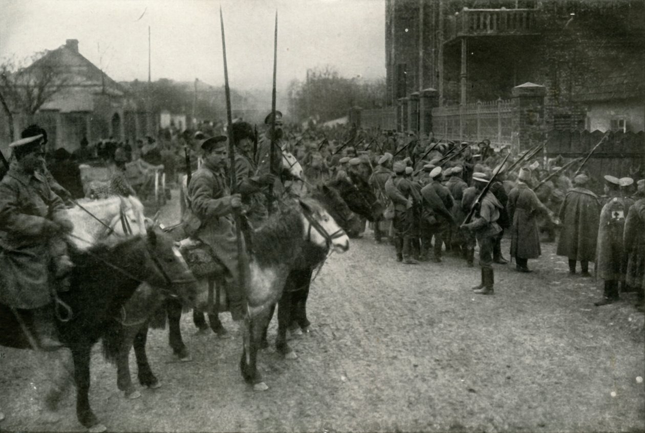 Una pattuglia cosacca e fanteria russa, 1919 da Unbekannt