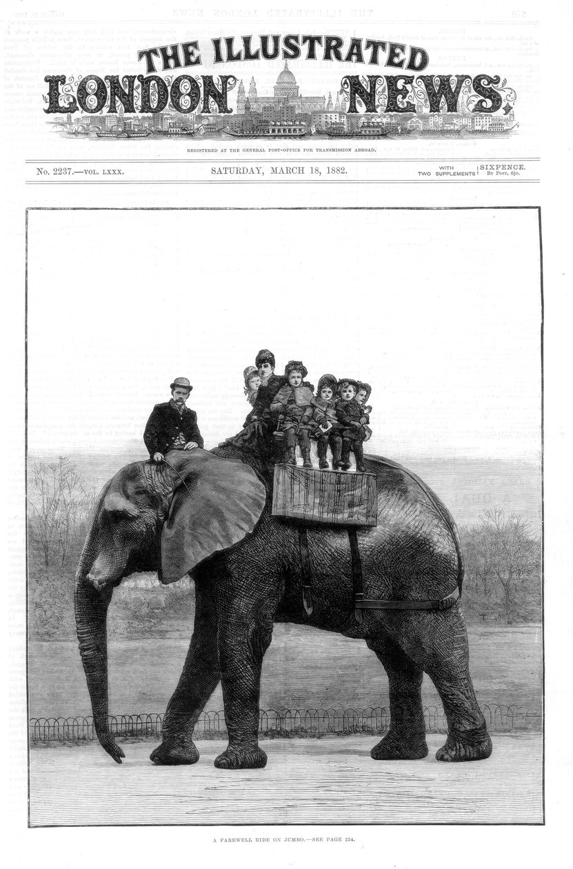 Un ultimo giro su Jumbo, Zoo di Londra, 1882 da Unbekannt